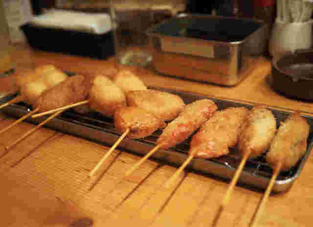 お得なセットの串揚げ
