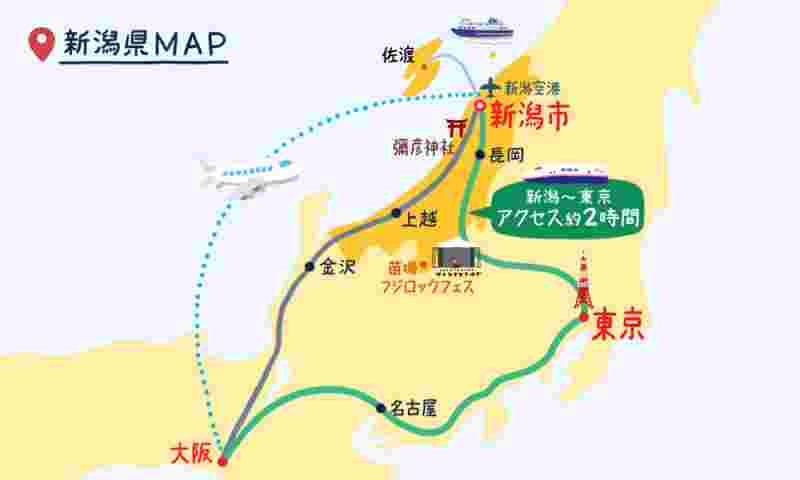新潟へのアクセスマップ