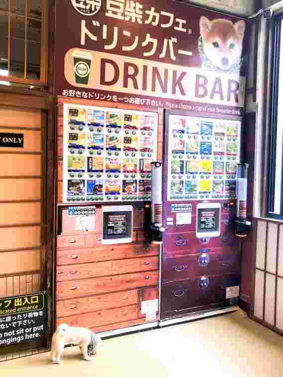 豆柴カフェは自販機で飲み物を購入