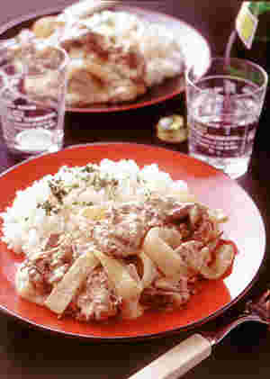 クリームチーズのビーフストロガノフ