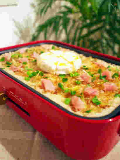 ホットプレートのチーズパエリア