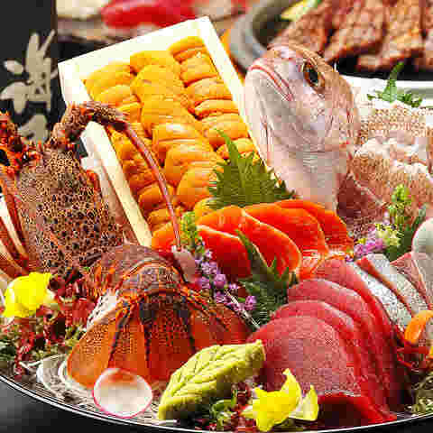 豪華な刺身盛り