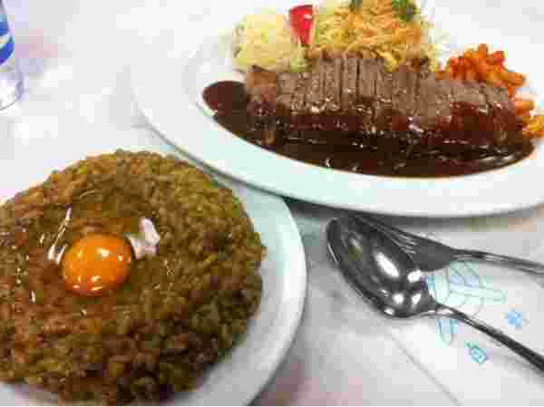 名物カレーとサーロインステーキ