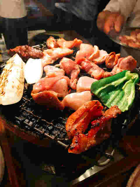 七輪で食べる焼肉は最高