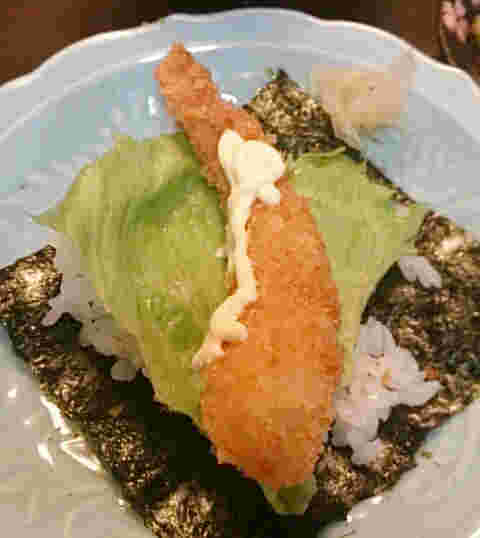 えびフライの手巻き寿司