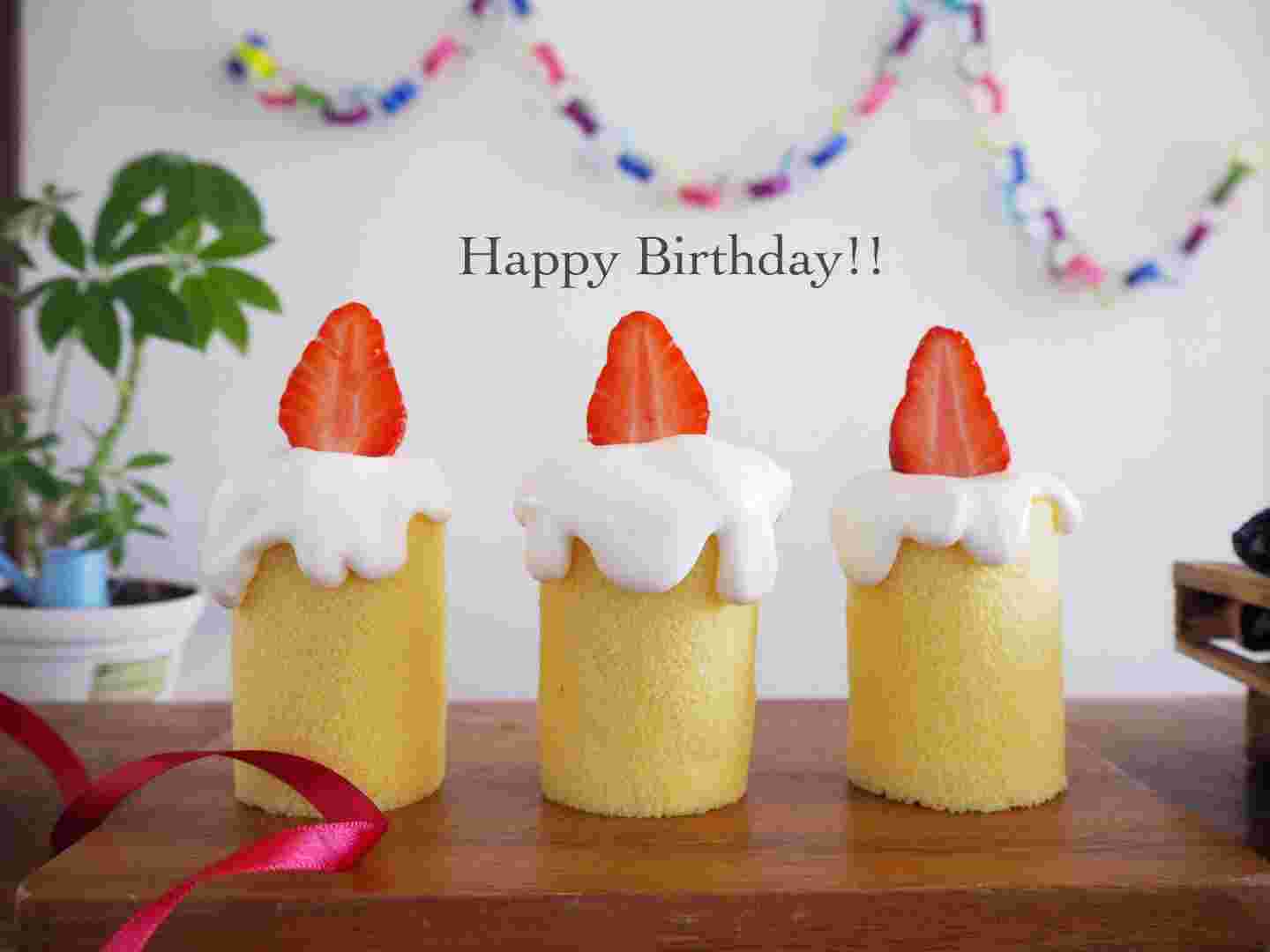 ろうそくに見立てた誕生日ケーキ