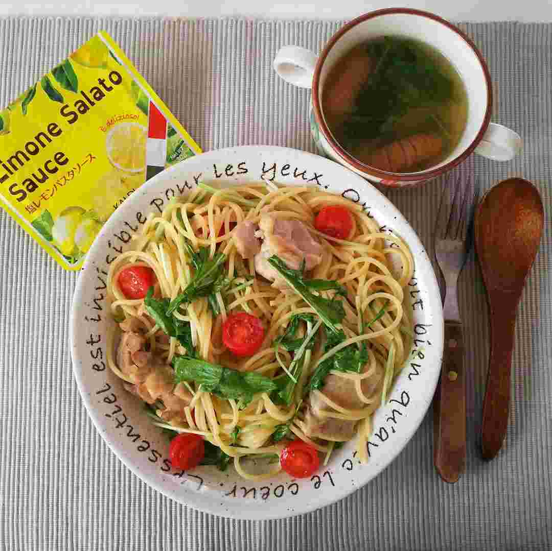 ツナとプチトマトの冷製パスタ