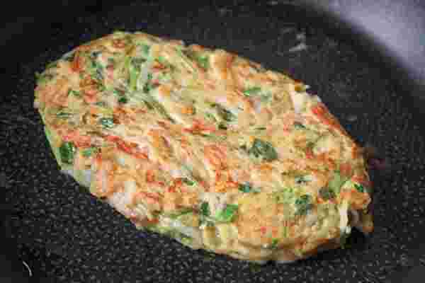 両面焼いたかに玉