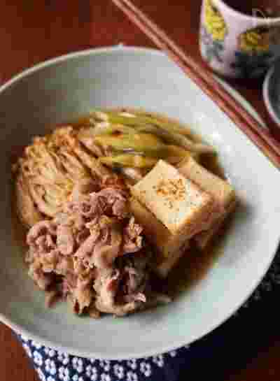 豚こまと厚揚げの簡単肉豆腐