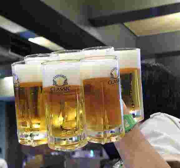サッポロクラシックの生ビールをジョッキで！