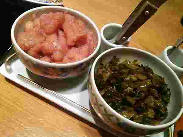 食べ放題の明太子と高菜