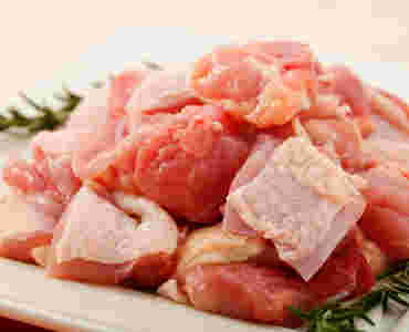 お皿に並んだ一口大のとりもも肉