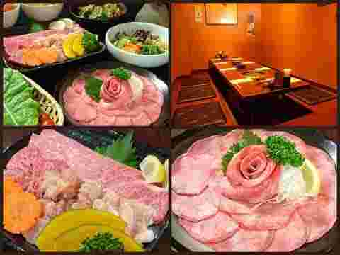 雄の内装とお皿に並んだお肉