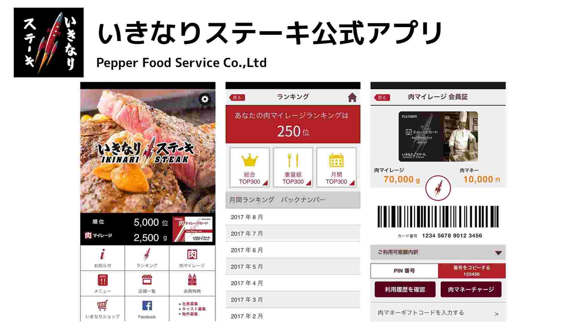 いきなりステーキの公式アプリ