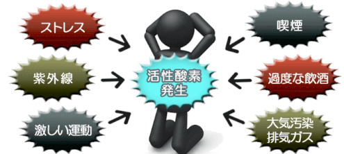 活性酸素の原因のイメージ図