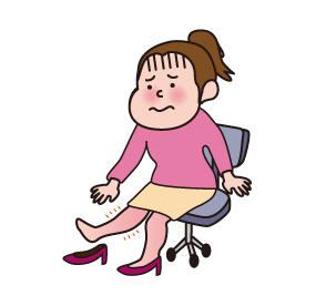 むくみに悩む女性のイラスト