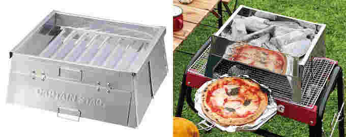 たためるピザ窯キャプテンスダックでピザを焼く