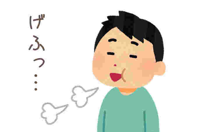 げっぷの出ている男の人のイラスト