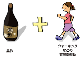 黒酢と有酸素運動のイラスト