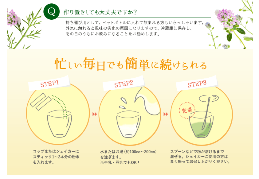 すっきりフルーツ青汁のパンフレット中身