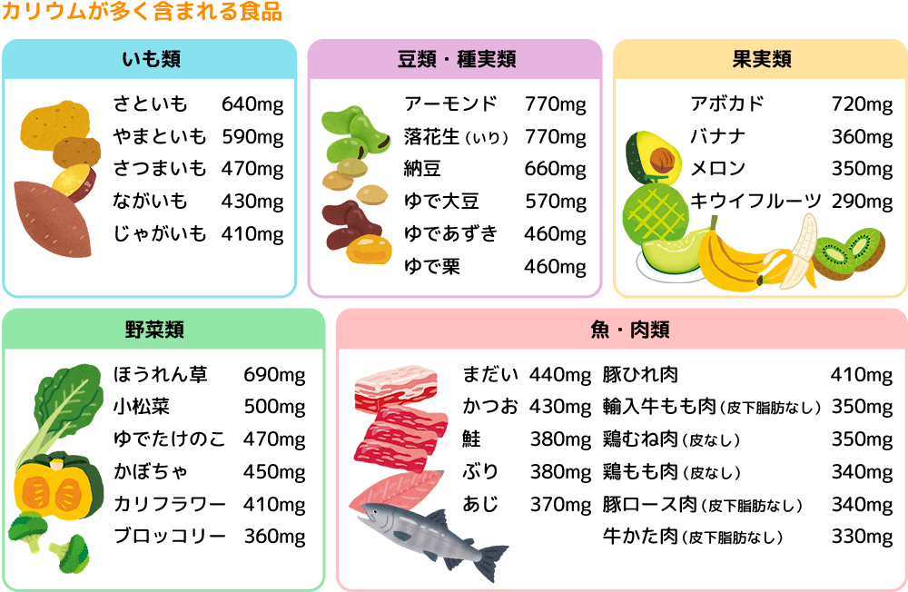 カリウムが多く含まれる食品一覧