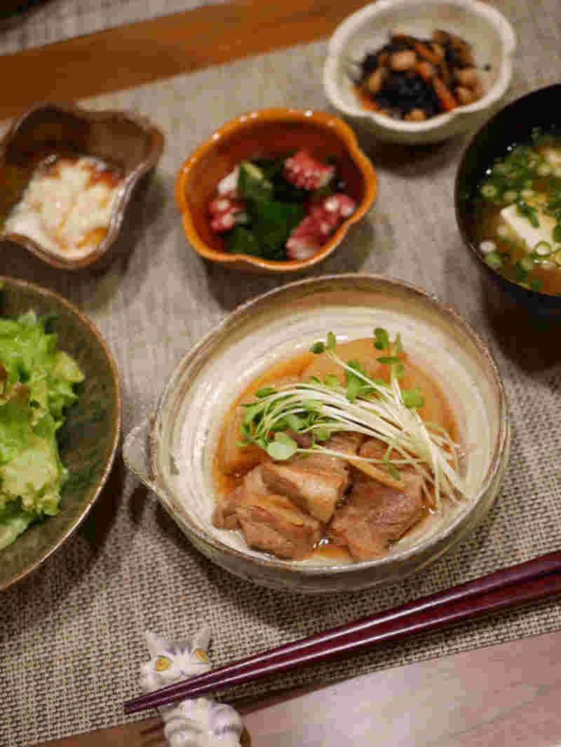 豚バラ大根の晩御飯