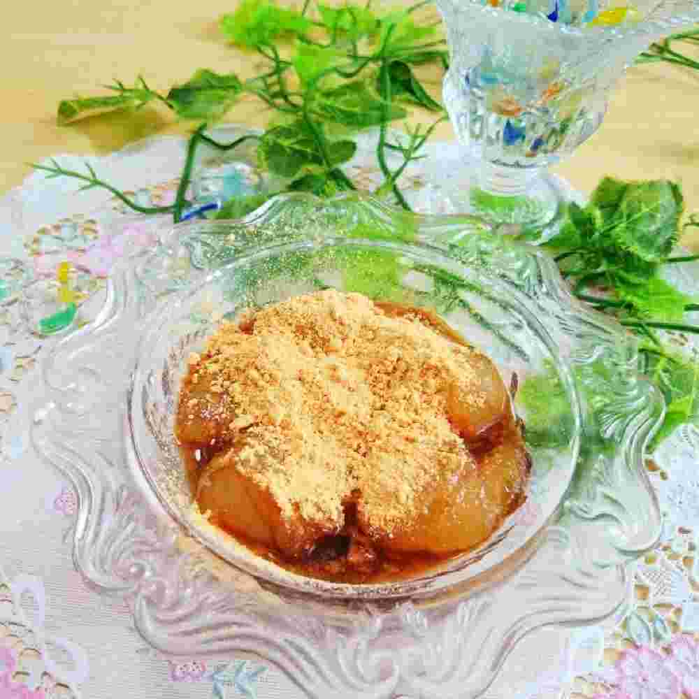片栗粉を使用してヘルシーかつレンジで作るので簡単なわらび餅