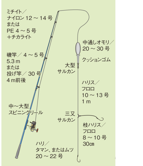 シブダイ(フエダイ)の投げ釣りの仕掛け