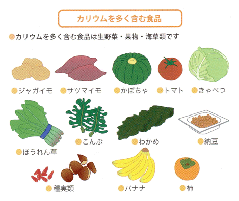カリウムを多く含む食品のイラスト