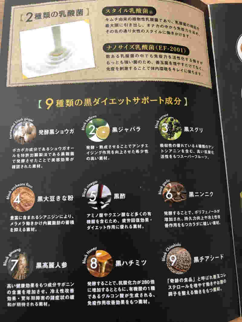 黒汁に入っている9種類の成分