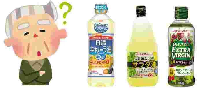 キャノーラ油やサラダ油、オリーブオイル等の比較