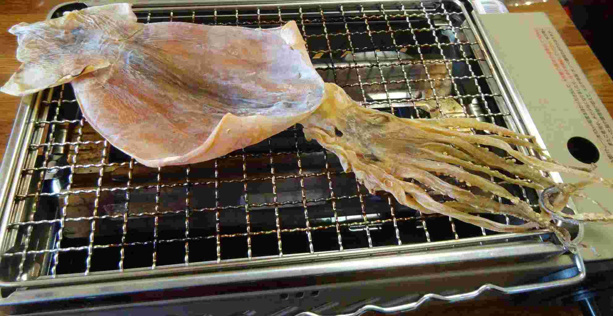 網にのったスルメ