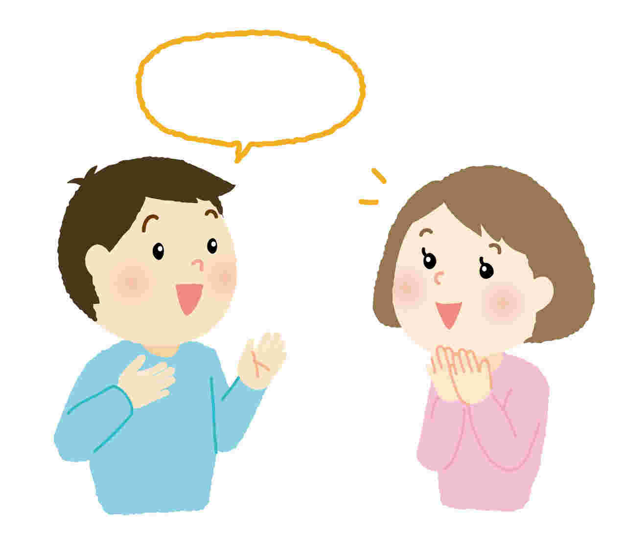 口コミで話をする男女の姿