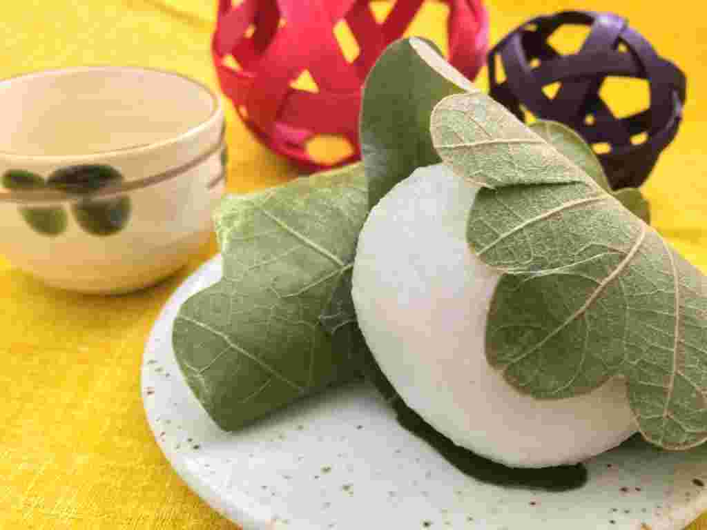 柏餅とお茶