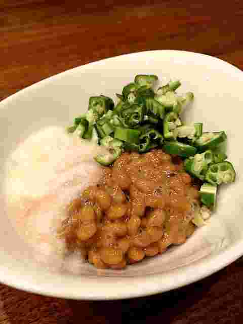納豆とオクラと山芋が1つに入った小鉢