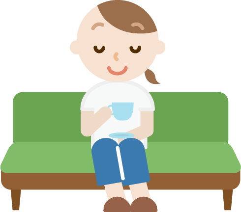 お茶を飲む女性のイラスト