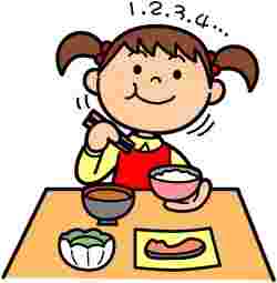 食事をよく噛んで食べる女性