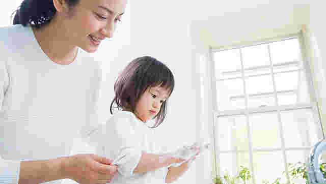 風邪予防する親子