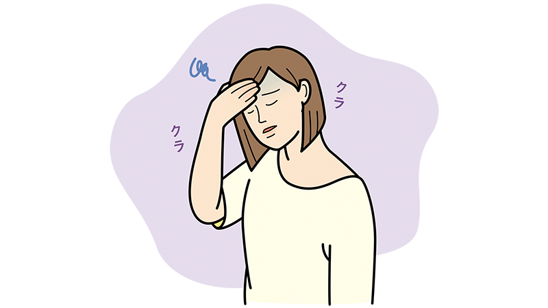 貧血でくらくらする女性のイラスト