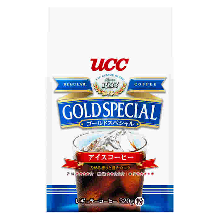 UCC ゴールドスペシャルアイスコーヒーレギュラーコーヒーのパッケージ