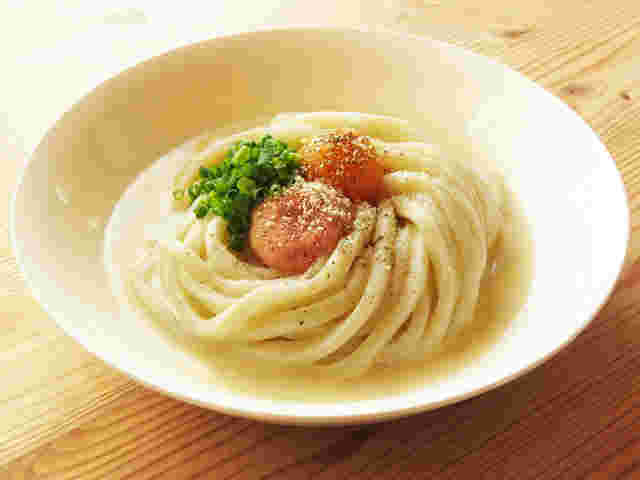 明太子カルボナーラうどん見た目