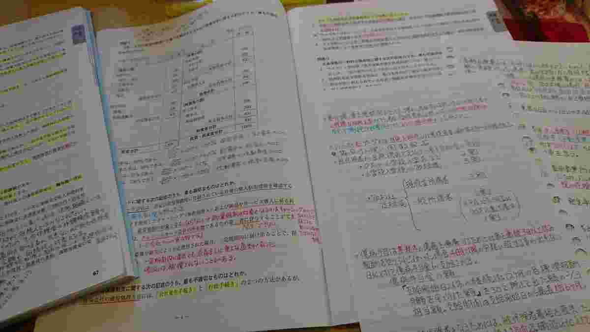 テーブルに広げられた教科書や参考書