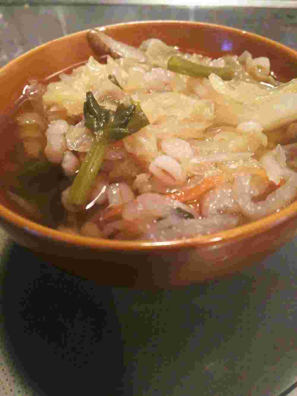 切り干し大根と押し麦のベジスープ