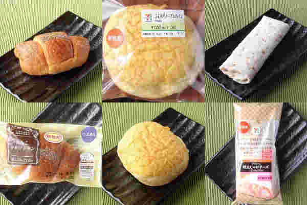 新発売のシールが押されているクロワッサンやメープルパンなどのコンビニパン