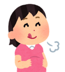 満腹した女性のイラスト
