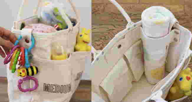 ベビー用品の入ったニトリのベジバッグ