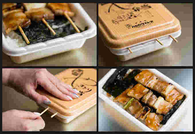 ハセガワストアのやきとり弁当の食べ方例