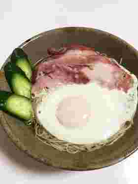 ハムエッグにゅうめん