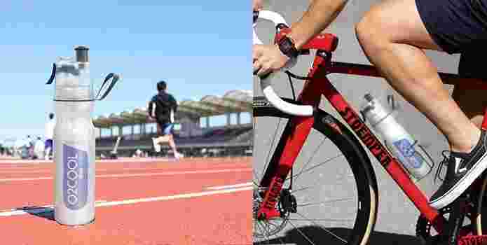 自転車につけたスクイズボトルの画像