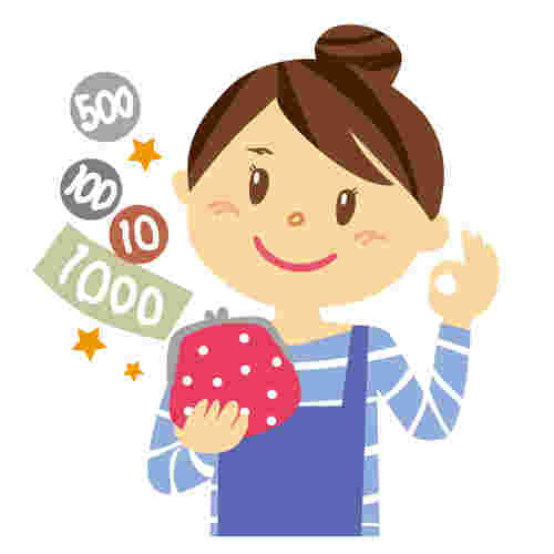 お財布を持ってOKをしている女性のイラスト